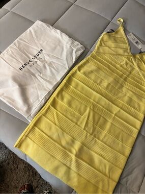 Herve Leger Lemon Yellow Bandage Midi Dress